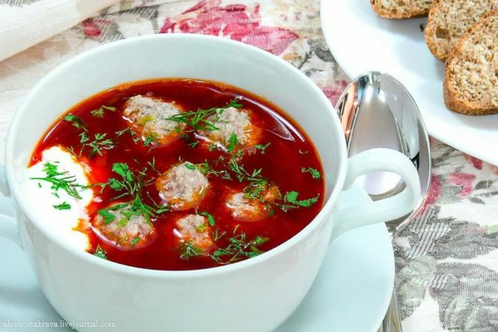 Борщ с грибами и фрикадельками Борщ с грибами и фрикадельками