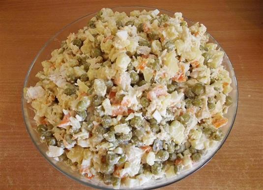 Оливье с курицей и луком Оливье с курицей и луком