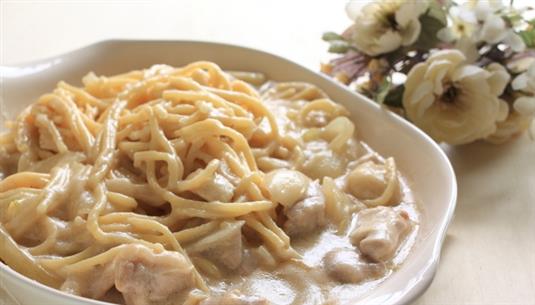 Спагетти с курицей под сливочным соусом Спагетти с курицей под сливочным соусом