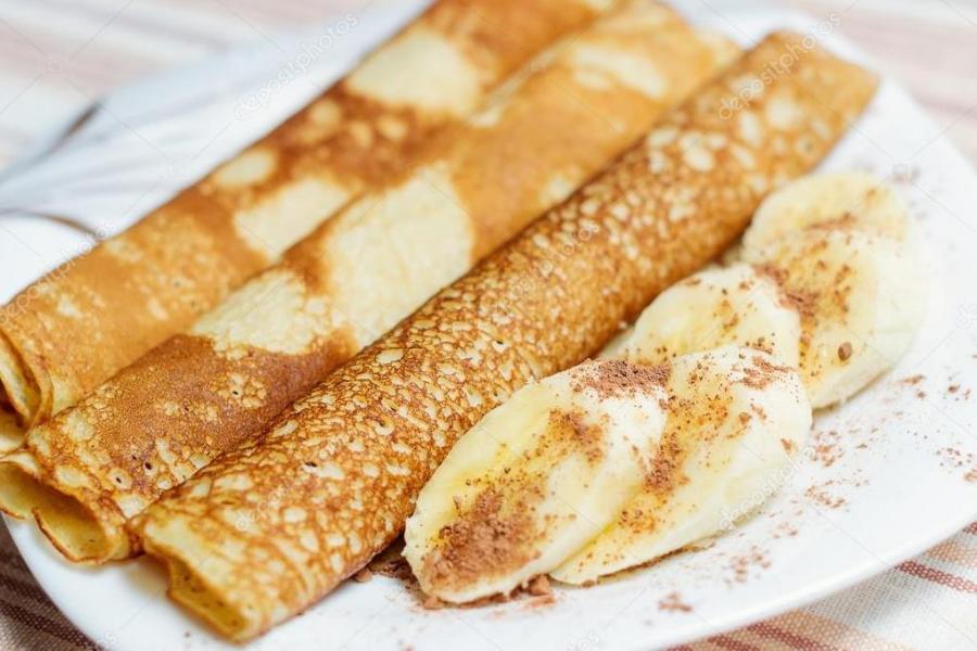 Блины с жареными бананами