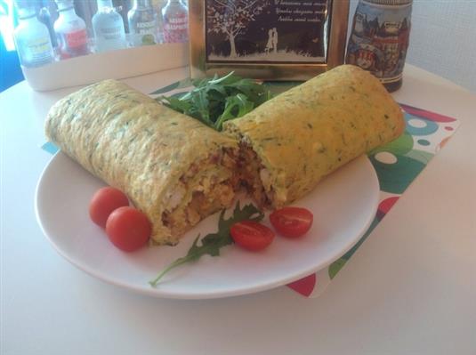Рулет из кабачков с курицей и грибами